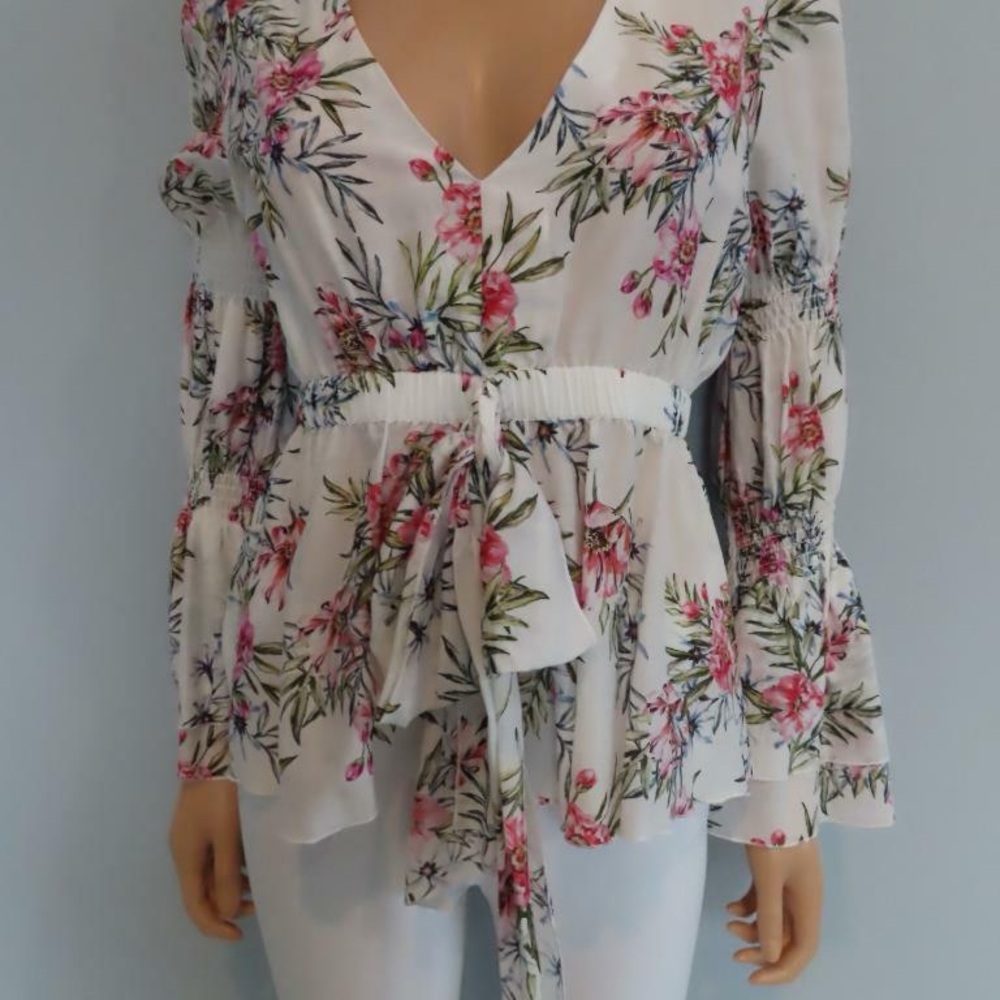 INTERMIX Floral Silk Cotton Voile blouse
